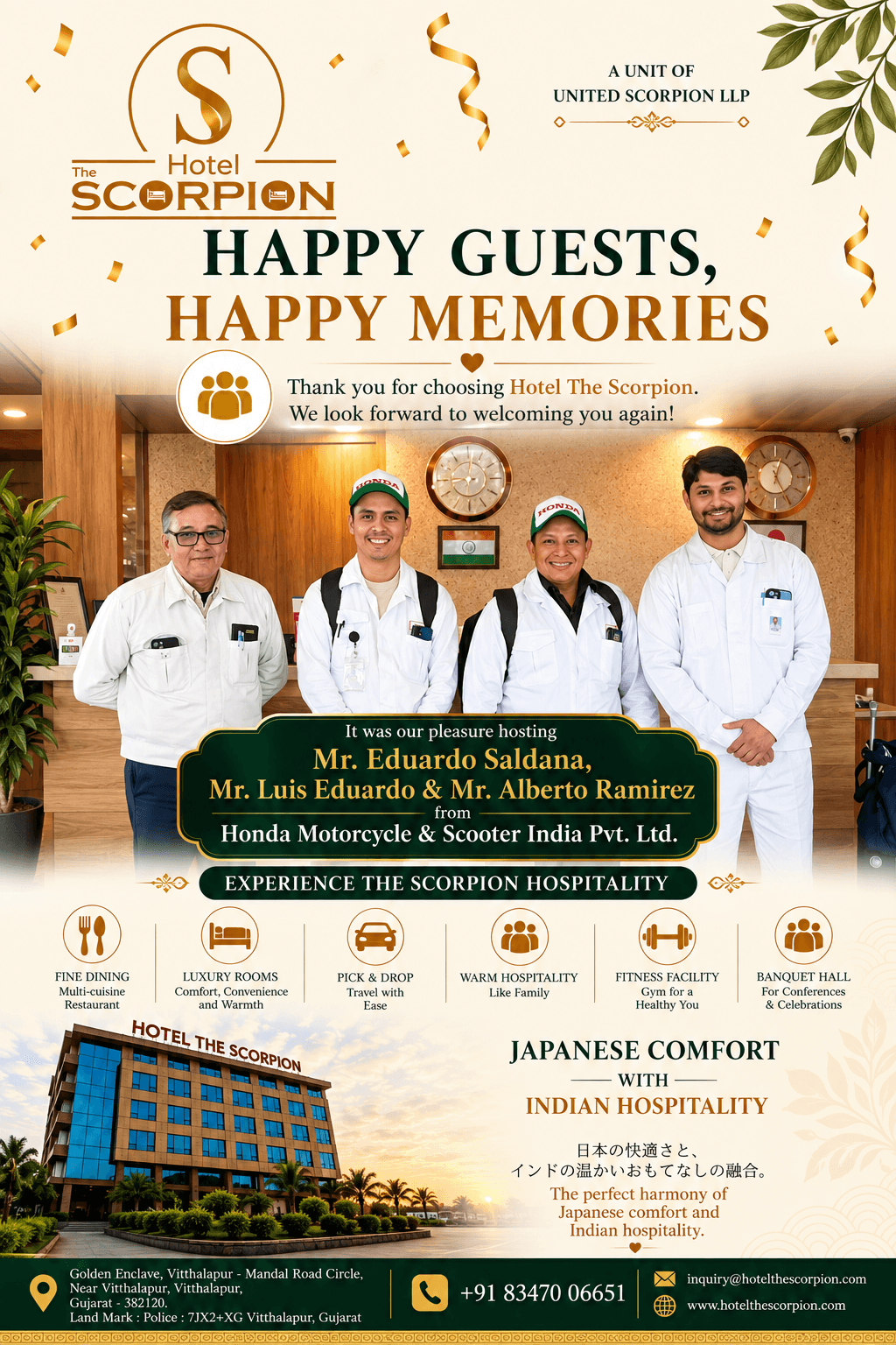 Guest testimonial from Hotel The Scorpion